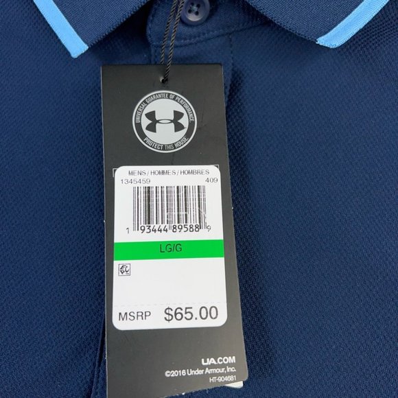 Under Armour Mens Heatgear Playoff Pique Golf Polo Shirt Blue Short Sleeve L $65 - Picture 8 of 12